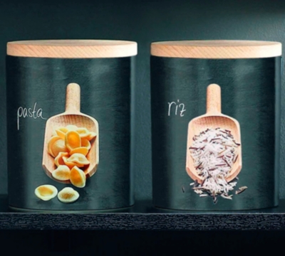 Lot de 2 boîtes Pâtes et Riz et leurs pe ll...