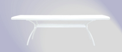 Table rectangulaire Floris alu/résine210/265 x 108 cm, coloris blanc pour 375€