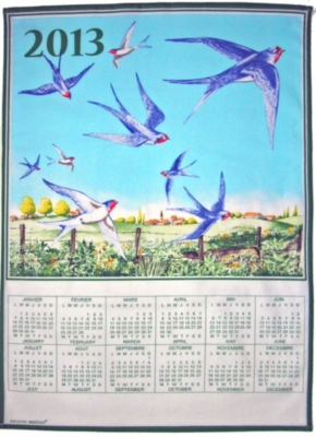 Torchon Calendrier 2013 Oiseaux TRADILINGE