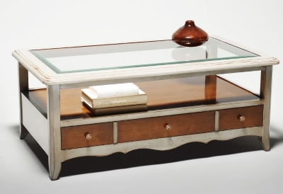 Table basse M&eacute;lusine grand mod&egrave;le dessus verre