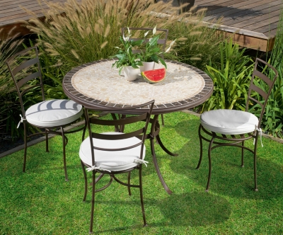 Table ronde 110 cm Ars, acier/mosaïque   