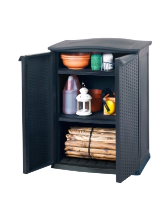 Armoire de rangement basse, résine tressée ...