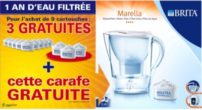 Carafe filtrante BRITA Marella + 12 cartouches pour 60€