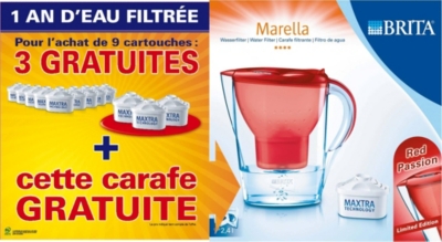 Carafe filtrante BRITA Marella + 12 cartouches pour 60€
