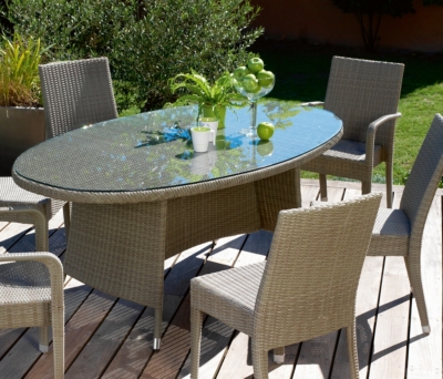 Table résine tressée ovale  Belfort 220 x 1...