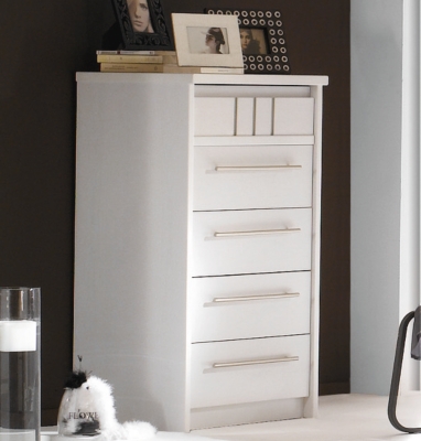 Chiffonnier 5 tiroirs Mareva blanc 