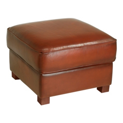 Pouf Cleyborne, cuir basane (mouton) pleine f...