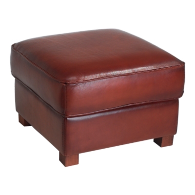 Pouf Cleyborne cuir basane pleine fleur  Cogn...