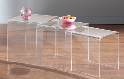 Lot de 3 tables gigognes Cristaline Altuglas ...
