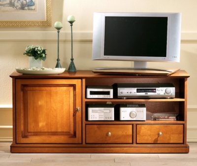 Meuble TV bas sur roulettes Flor...