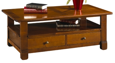 La table basse dessus bois H&eacute;ritage finition antiquaire