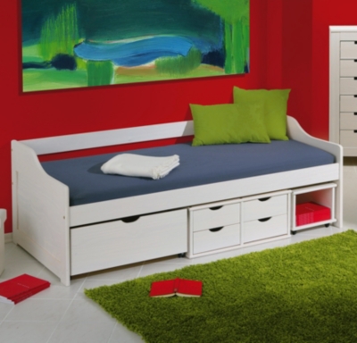 Lit banquette Iléa teinté blanc, 90 x200 cm