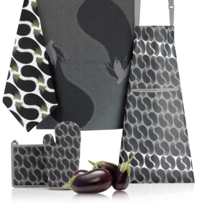 Torchon jacquard Aubergine   