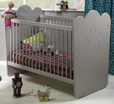 Lit bébé Silène gris à barreaux 