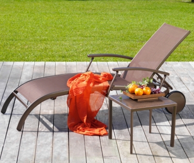 Lot de 2 bains de soleil OCEO Lugo aluminium/...
