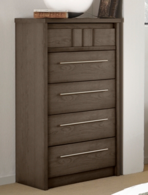 Chiffonnier 5 tiroirs Mareva gris 