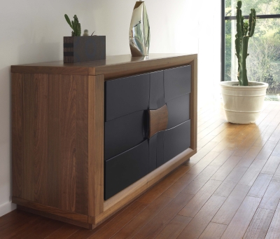 Buffet 2 portes noyer/laque brun...