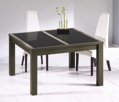Table carr&eacute;e dessus verre Miami