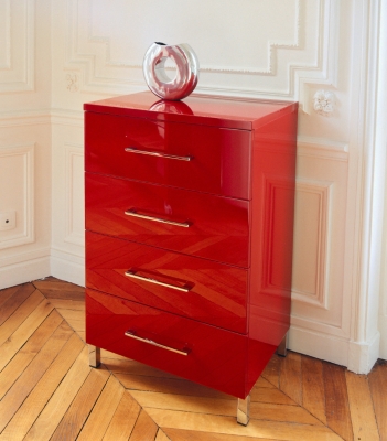 Meuble haut 4 tiroirs Milano rou...