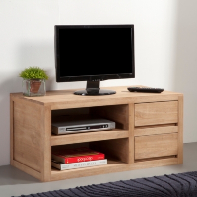 Meuble tv 90cm 2 étagères 2 tiro...