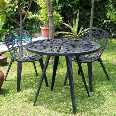 Table diam. 90 cm alu noir Pétale   