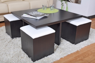 Soldes (2) - Table basse et poufs Piano