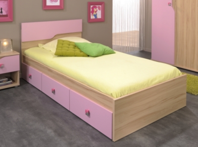Lit Pyrate 90 x 190 cm h&ecirc;tre et rose