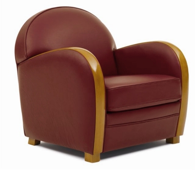 Fauteuil Sirius Retro, cuir pleine  fleur gra...