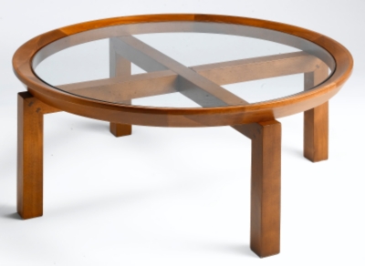 Soldes (2) - Table basse Soya merisier et dessus verre