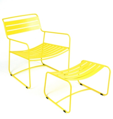Fauteuil  bas + repose-pieds FER...