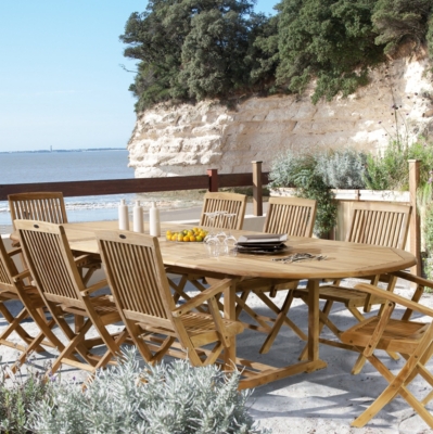 Table ovale Normandie 180/240/300x120 cm, 2 a...