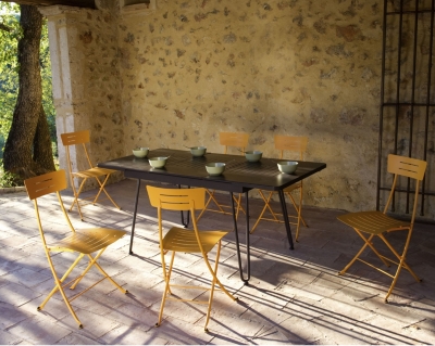 Ensemble repas 120/170 cm avec 6 assises, tab...