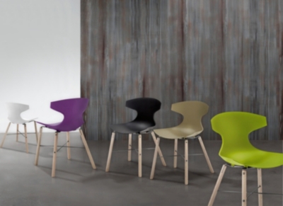 Lot de 2 chaises Echo, pieds bois 