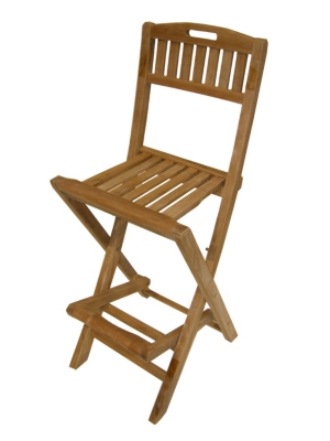 Lot de 2 chaises de bar pliantes en teck 