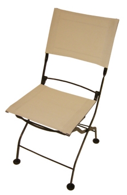Lot de 2 chaises pliantes fer forgé/ Textil�...