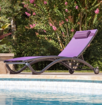 Lot 2 bains de soleil empilables Corail, alu/...