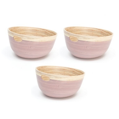 Lot de 3 bols en bambou ECORCE D'ORANGE,  3 c...