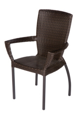 Lot 2 Fauteuils hauts empilables alu/Wicker c...