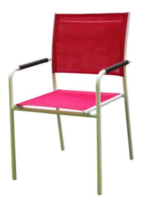 IBIZA lot de 2 fauteuils empilables alu/textilne rouge pour 159