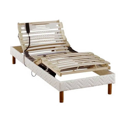 Sommier relaxation, finition tissu avec pieds...