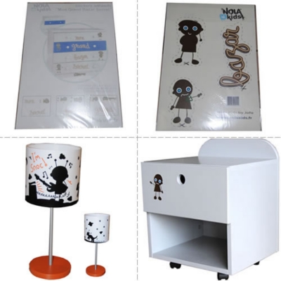 Set chevet Columbia avec stickers et 1 lampe ...