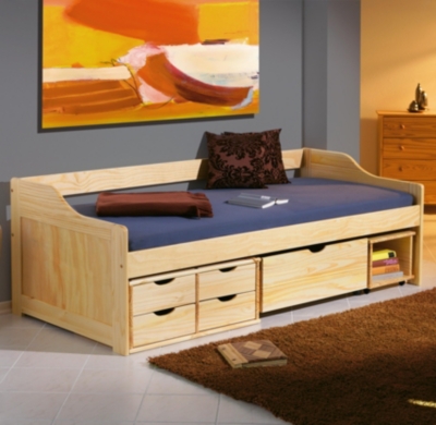 Lit banquette Il&eacute;a vernis naturel, 90 x 200 cm ,