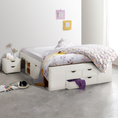 Lit muti rangements Inca teinté blanc, 1 40 ...
