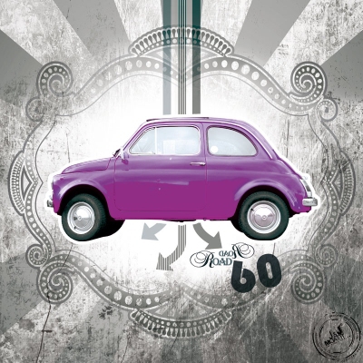 Cadre toile cartonnée ROAD 60 violet, JJ MOA...