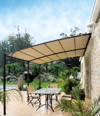 Tonnelle acier 3 x 4 m Adossée, coloris  rou...