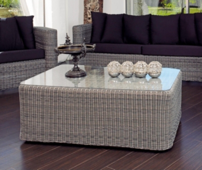 Table basse Avero alu/wicker coloris Ice 120 ...