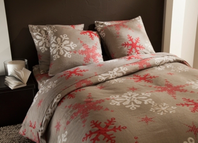 Parure de lit housse flanelle Flocon tau pe 