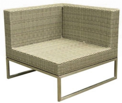 Angle Mahé coloris gris, coussins beige,  pi...