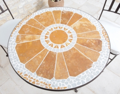 Table guéridon Orange acier/marbre diam  èt...