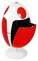 Poubelle de tri OVETTO, blanc et rouge   